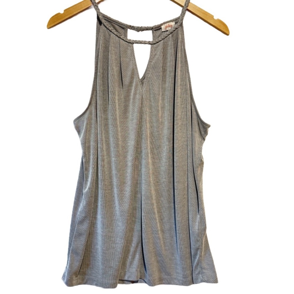 Pixley Women's Striped Sleeveless Top with Open Front V Neck Size‎ XL